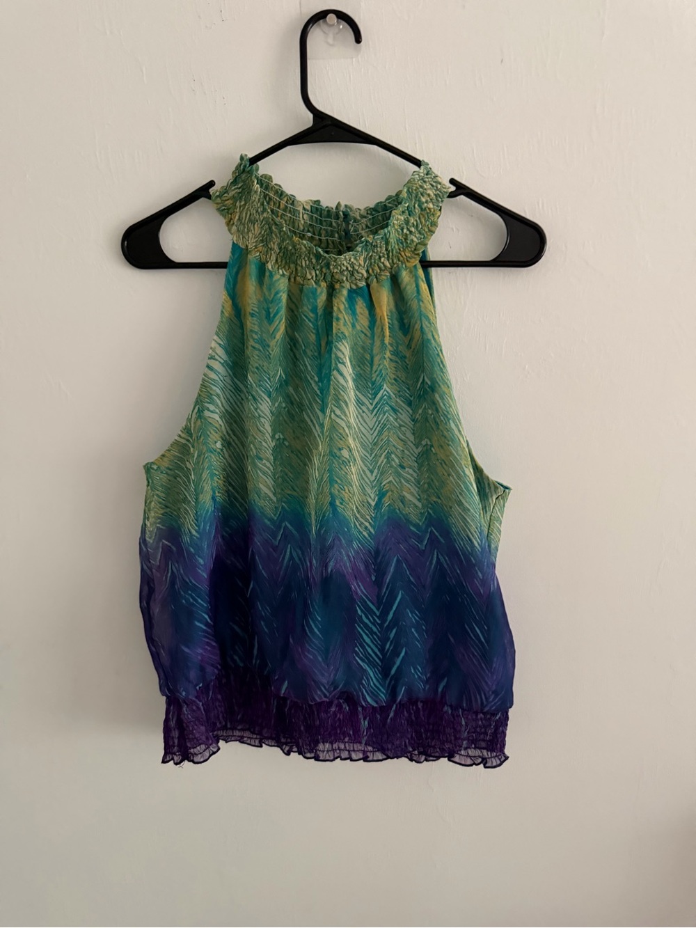 jonathan martin Green and Purple Halter Smocked Top
